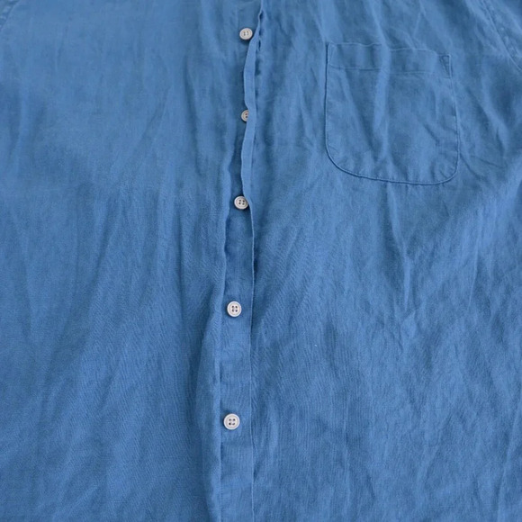 Vintage 90S Joseph Abboud Blue 100% Linen Short Sleeve Button Up  Shirt Size XL - Picture 5 of 10